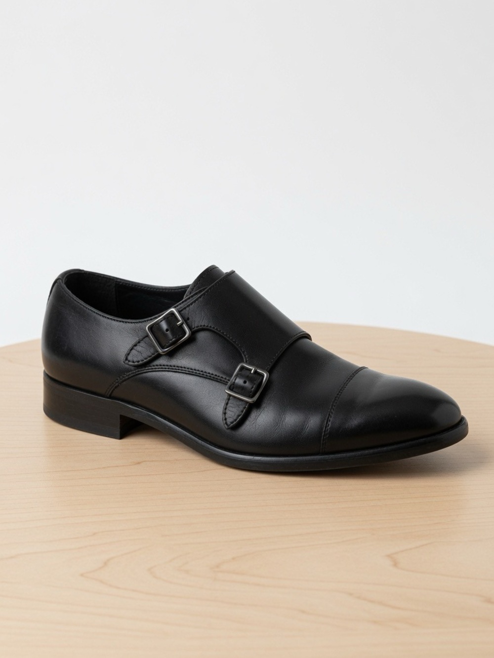 NORDSTROM Classic Black Double Monk Strap Men's Dress Shoe